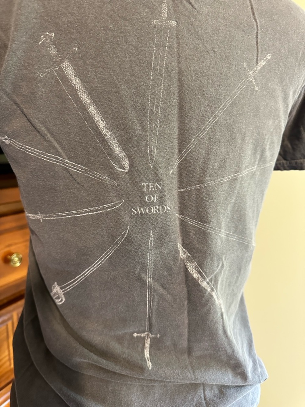 Project Social T Washed Gray Short-Sleeve Crew Tee with Ten of Swords Logo